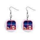Holiday Santa in Window Dangle Earrings Jewelry 1 inch Buttons 13092966