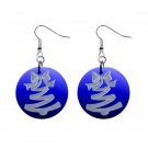 Holiday Blue Ornament Dangle Earrings Jewelry 1 inch Buttons 13092976