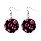 New Red Dice Gambling 1" Round Button Dangle Earrings Jewelry 16503099 New Red Dice Gambling 1" Round Button Dangle Earrings Jewelry 16503099