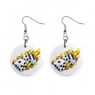 New Flaming Dice Gambling 1" Round Button Dangle Earrings Jewelry 16503120 New Flaming Dice Gambling 1" Round Button Dangle Earrings Jewelry 16503120