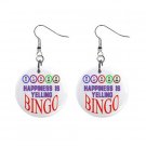 New Happiness is Yelling Bingo #7 1" Round Button Dangle Earrings Jewelry 16503183