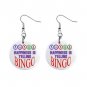 New Happiness is Yelling Bingo #7 1" Round Button Dangle Earrings Jewelry 16503183