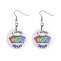 New I Love Bingo #5 1" Round Button Dangle Earrings Jewelry 16546217