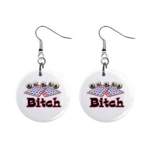 New Bingo Bitch #3 1" Round Button Dangle Earrings Jewelry 16546222