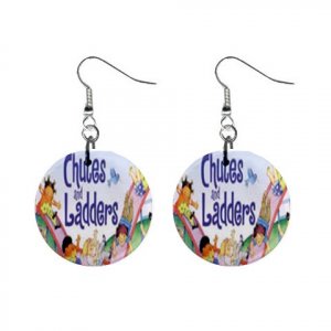 New Chutes and Ladders Design Dangle Button Earrings Jewelry 1" Round 16546246