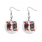 Cards King Queen Gambling 1" Round Button Dangle Earrings Jewelry