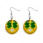 Happy Face with Dollar Signs 1" Round Button Dangle Earrings Jewelry 24905247 smileydollars