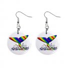 Rainbow SAVE THE WHALES 1" Round Button Dangle Earrings Jewelry 26728225 rainbow-save