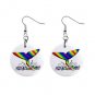 Rainbow SAVE THE WHALES 1" Round Button Dangle Earrings Jewelry 26728225 rainbow-save