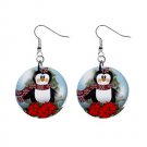 Penguin Snowglobe 1" Round Button Dangle Earrings Jewelry 29986951 penguin-snowglobe