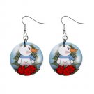 Snowman Snowglobe 1" Round Button Dangle Earrings Jewelry 29986952 snowman-snowglobe