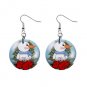 Snowman Snowglobe 1" Round Button Dangle Earrings Jewelry 29986952 snowman-snowglobe