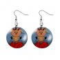Reindeer Snowglobe 1" Round Button Dangle Earrings Jewelry 29986953 reindeer-snowglobe