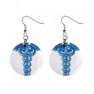 Cadecus Doctor Nurse Dangle Button Earrings Jewelry 1 inch Round 17392910 medical_symbol_md