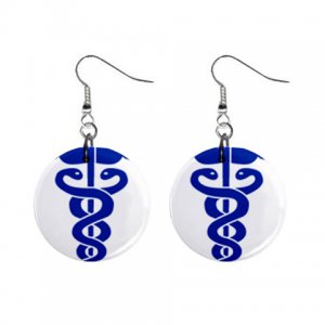 Medical Cadecus Dangle Button Earrings Jewelry 1 inch Round 17392946 medicalsymbol4