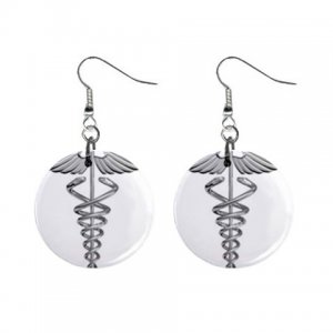 Cadecus Medical Doctor Dangle Button Earrings Jewelry 1 inch Round 17393239 NurseSymbol1