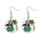 Summertime Tropical penguins Dangle Button Earrings Jewelry 1 inch Round 13152935