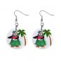 Summertime Tropical penguins Dangle Button Earrings Jewelry 1 inch Round 13152935