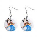 Summertime Tropical penguins Dangle Button Earrings Jewelry 1 inch Round 13152936