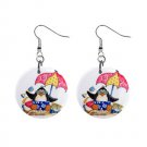 Summertime Tropical penguins Dangle Button Earrings Jewelry 1 inch Round 13152940