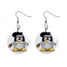 Cartoon Artist Penguin Dangle Button Earrings Jewelry 1 inch Round 30607374