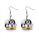 Cartoon Doctor Penguin Dangle Button Earrings Jewelry 1 inch Round 30607375
