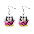Cartoon Rock and Roll Penguin Dangle Button Earrings Jewelry 1 inch Round 30607366