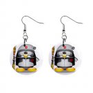 Cartoon Snow skiing Penguin Dangle Button Earrings Jewelry 1 inch Round 30607371