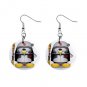 Cartoon Snow skiing Penguin Dangle Button Earrings Jewelry 1 inch Round 30607371