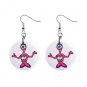Cartoon Pink Alien Dangle Button Earrings Jewelry 1 inch Round 12794641