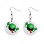 Cartoon Green Alien Dangle Button Earrings Jewelry 1 inch Round 12794507