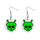 Cartoon Green Alien Dangle Button Earrings Jewelry 1 inch Round 12794508