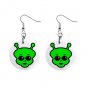 Cartoon Green Alien Dangle Button Earrings Jewelry 1 inch Round 12794508