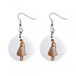 Ballerina Dangle Button Earrings Jewelry 1 inch Round 12894186