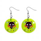 Cartoon Cat Dangle Button Earrings Jewelry 1 inch Round 12289364