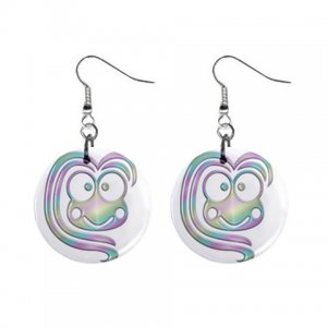 Cartoon Art Dangle Button Earrings Jewelry 1 inch Round 12897935