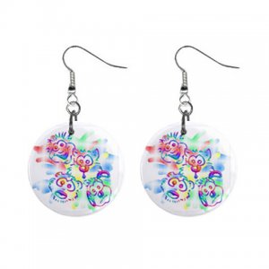 Cartoon Art Dangle Button Earrings Jewelry 1 inch Round 12897937