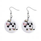Cartoon Cow Dangle Button Earrings Jewelry 1 inch Round 13857160