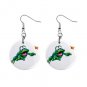 Cartoon leap Frog Dangle Button Earrings Jewelry 1 inch Round 12479613