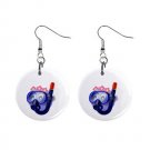 Cartoon Scuba Dangle Button Earrings Jewelry 1 inch Round 31314332