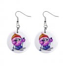 Cartoon Skiing Dangle Button Earrings Jewelry 1 inch Round 31314333