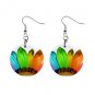 Rainbow Flower Dangle Button Earrings Jewelry 1 inch Round 31314337