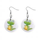 Cartoon Alligator Dangle Button Earrings Jewelry 1 inch Round 12894143