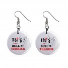 I Love My Bull Terrier Dog Pet Dangle Earrings Jewelry 1 inch Buttons