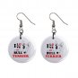 I Love My Bull Terrier Dog Pet Dangle Earrings Jewelry 1 inch Buttons