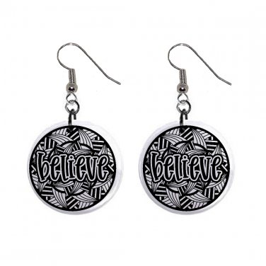 Mandela Believe Dangle Earrings Jewelry 1 inch Buttons