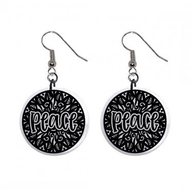 Mandela Peace Dangle Earrings Jewelry 1 inch Buttons