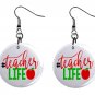 School Teacher Back to School - Teacher Appreciation  1" Round Button Dangle Earrings Jewelry