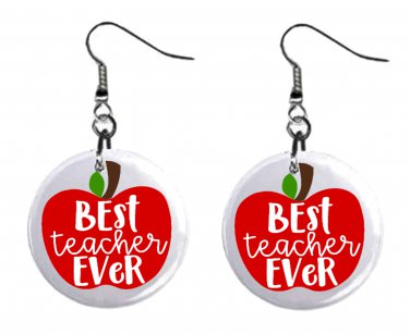 School Teacher Back to School - Teacher Appreciation 1" Round Button Dangle Earrings Jewelry