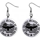 Home of the Free American, Patriotic 1" Round Button Dangle Earrings Jewelry